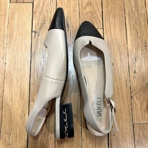 Black Cap Toe Vaneli Slingbacks - NEW